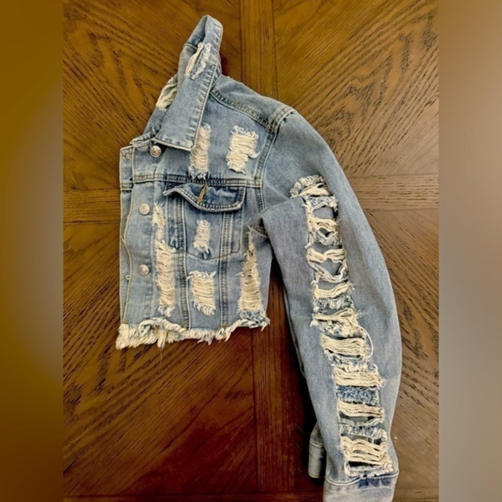Crop Ripped Jean Jacket